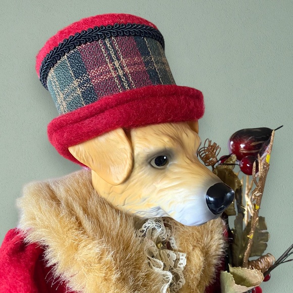 20” Elegantly Dressed Holiday Ceramic Dog Figurine Golden Retriever Yellow Lab - Picture 7 of 13